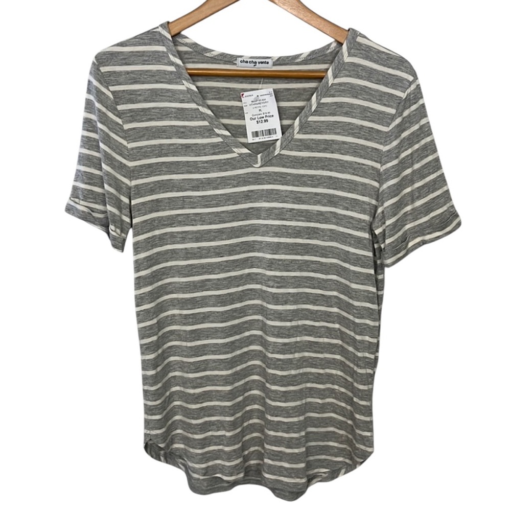 U33 gray and white stripe short sleeve NEW CHA CHA VENTE PL